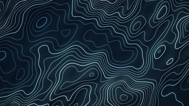 Morphing Topographic Contour Lines Glowing Elevation Map Abstract Motion Background Seamless Loop in soft navy tones