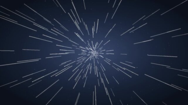 Warp speed hyperspace starfield flight seamless loop in vibrant ice-blue tones