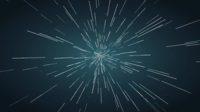 Warp speed hyperspace starfield flight seamless loop in rich teal tones
