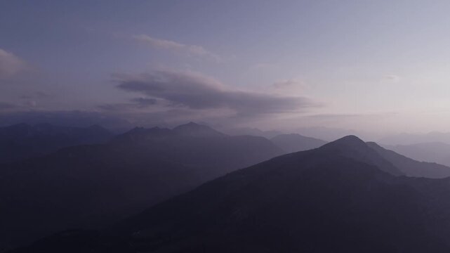 Sunset over beautiful mountain panorama in the Alps. Achenkirch, Austria