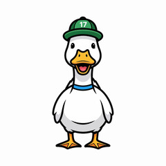 Obraz premium Illustration of a Cheerful Duck Wearing a Cap in a Fun Character Design Style