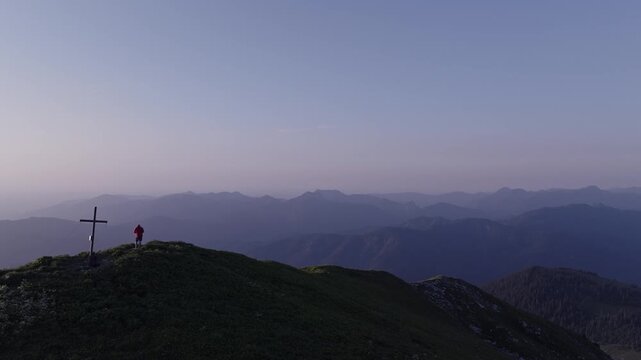 Sunset over beautiful mountain panorama in the Alps. Achenkirch, Austria