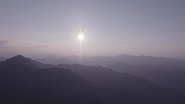 Sunset over beautiful mountain panorama in the Alps. Achenkirch, Austria