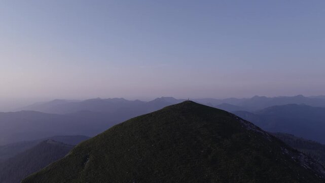 Sunset over beautiful mountain panorama in the Alps. Achenkirch, Austria