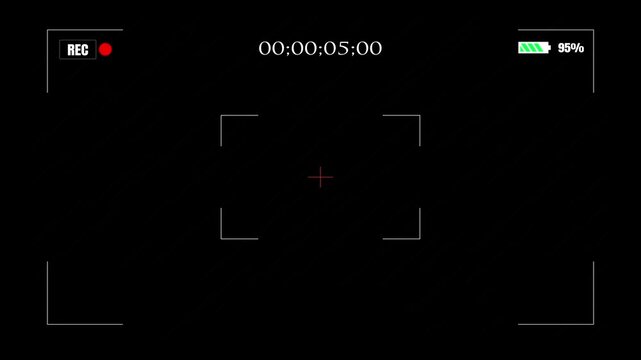 REC Recording Frame with Live Indicator and Timer. Camera Viewfinder Motion Graphic.