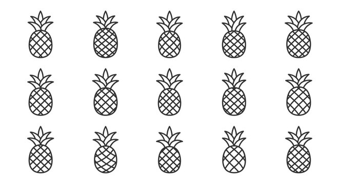Repeating Pineapple Pattern - Minimalist Line Art