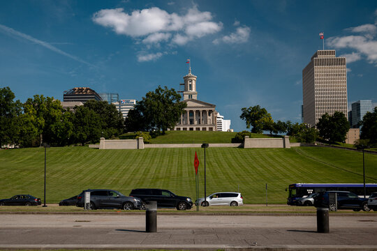 Nashville, Tennessee - June 5, 2026: Tennessee State Capitol viewed from the southwest in Nashville, Tennessee, USA.