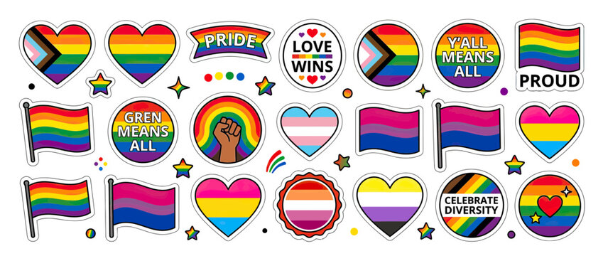 Colorful LGBTQ+ Pride Symbols and Flags Sticker Collection