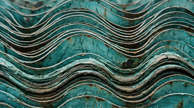 Stacked Weathered Teal Corrugated Roofing Sheets Texture