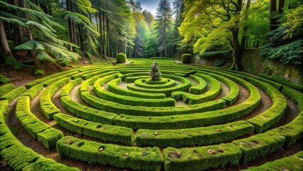 Naklejka premium An ancient mosscovered labyrinth