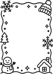 Fototapeta premium Winter Theme Frame Border Illustration