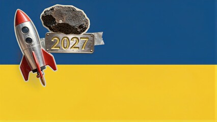 Fototapeta premium Rocket, asteroid, and 