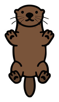 Sea otter jumping in mid-air flat vector. Generative AI