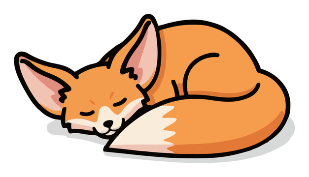 Cute fennec fox sleeping peacefully isometric vector. Generative AI