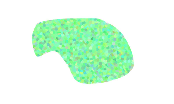 Abstract green mosaic shape with colorful polygons, isolated on transparent background