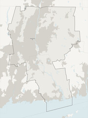 Fototapeta premium Hartford-West Hartford-East Hartford metropolitan area vector map with county boundaries, urban footprint and hydrography, Connecticut, USA