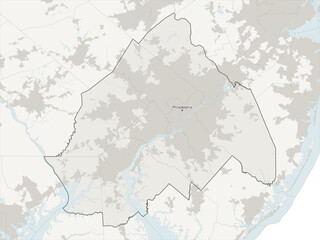 Fototapeta premium Philadelphia-Camden-Wilmington metropolitan area vector map with county boundaries, urban footprint and hydrography, Pennsylvania, New Jersey, Delaware and Maryland, USA