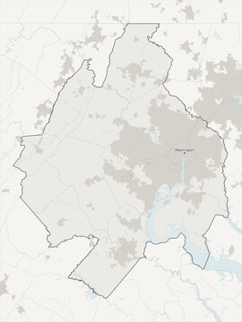 Washington-Arlington-Alexandria metropolitan area vector map with county boundaries, urban footprint and hydrography, District of Columbia, Virginia, Maryland and West Virginia, USA
