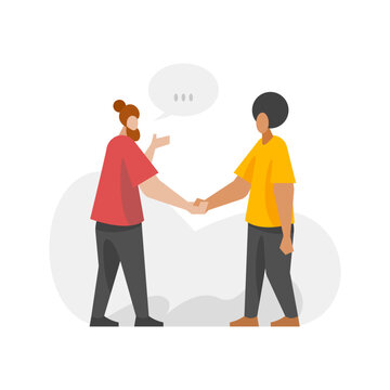 Friends Shaking Hands Flat Illustration. Best friend cartoon Illustration. Flat Faceless style modern concept illustration.