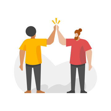 Friends High Five Flat Illustration. Best friend cartoon Illustration. Flat Faceless style modern concept illustration.