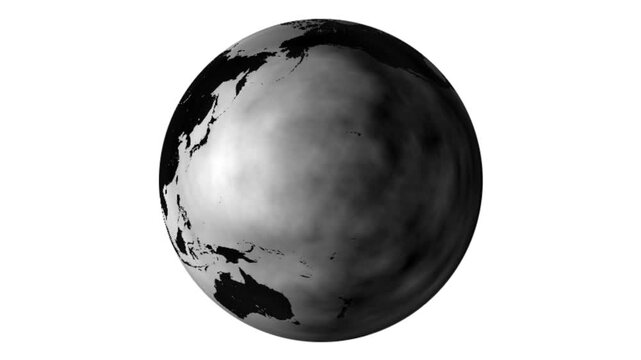 black spinning globe simple icon animation