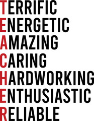 Obraz premium Live Love Teach typography design with red apple, inspirational teacher appreciation quote, classroom education vector illustration for school posters