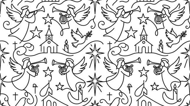 Angels, Churches, Stars, and Candles Pattern
