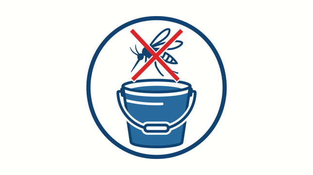 Stagnant Water Bucket Mosquito Prevention and Elimination Concept Vector Illustration