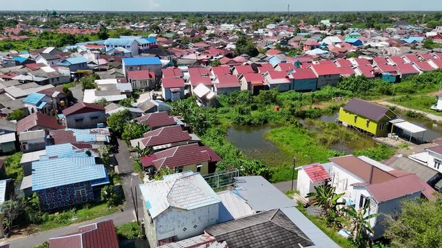 A densely populated residential area in Sungai Andai, Banjarmasin, South Kalimantan