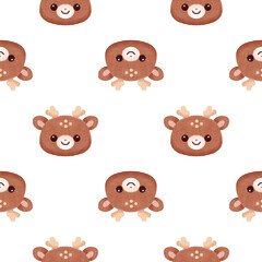 Obraz premium seamless pattern of a deer, cute cartoon deer seamless pattern for fabric design, adorable woodland animal repeat print for textiles and stationery.