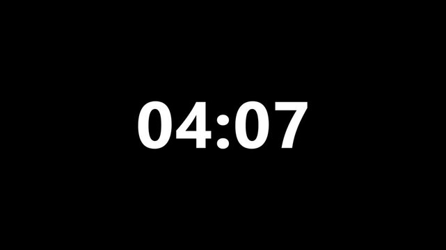 4 minutes 30 seconds digital countdown animation with alpha channel.Dynamic countdown 270s on black screen.270 seconds count concept.Gaming concept 270 second countdown.