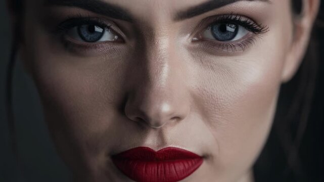 Intense close up of dramatic face with striking features showcasing powerful emotions in cinematic style