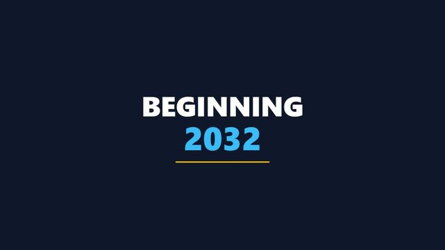 Beginning 2032 text animation for future planning and new year concept