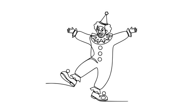 Joyful Clown Dancing One Line Drawing
