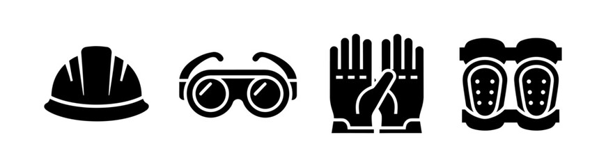 Fototapeta premium Personal Protective Equipment Icons for Construction and Industrial Safety Work