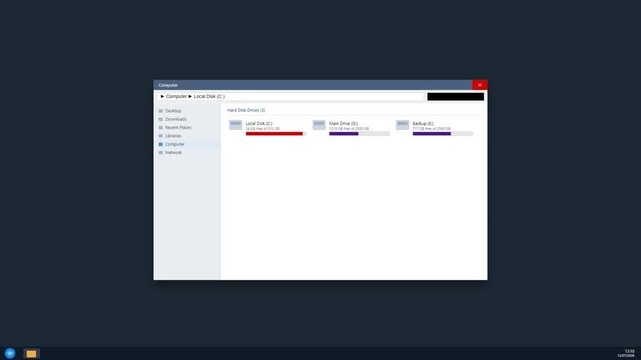 Computer file explorer window interface