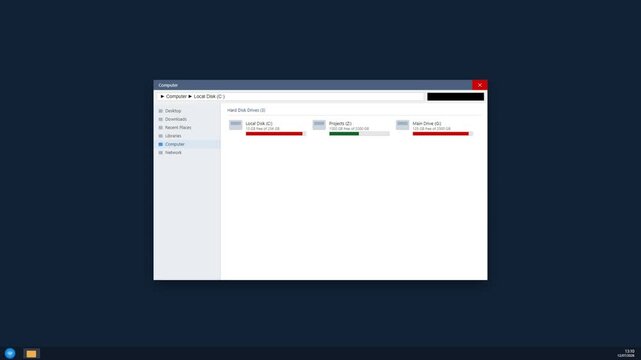 Computer file manager showing local disk storage