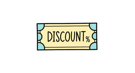Fototapeta premium Yellow discount ticket with percentage symbol