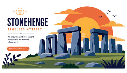 Ancient Stonehenge monument standing tall in the landscape. © Kenn