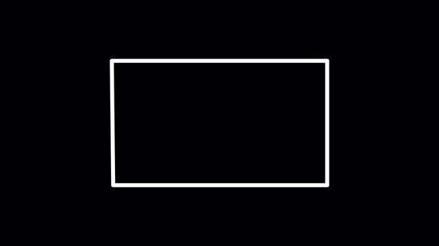 Flat outline rectangular shape animation on transparent background. Rectangle line drawing style motion graphic, border frame animation. Abstract rectangle line animation in 4K with Alpha Channel.