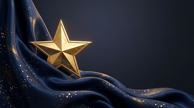 Elegant Gold Star on Navy Blue Draped Fabric for Memorial Tribute