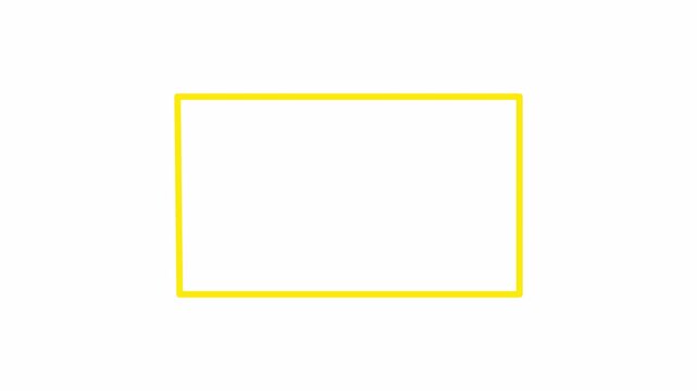 Flat outline rectangular shape animation on transparent background. Rectangle line drawing style motion graphic, border frame animation. Abstract rectangle line animation in 4K with Alpha Channel.