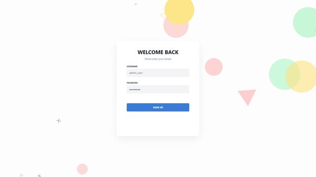 Welcome back login screen interface web animation