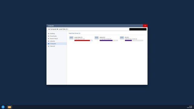 Computer file explorer window on desktop interface