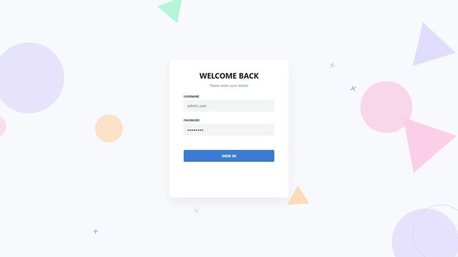 Welcome back login screen interface