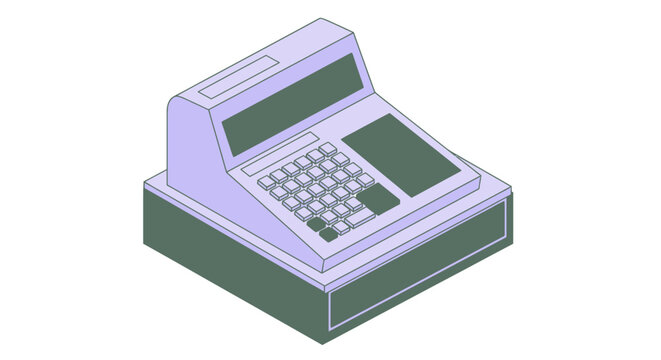 Point of sale cash register ready for checkout in a retail store environment and counter area.