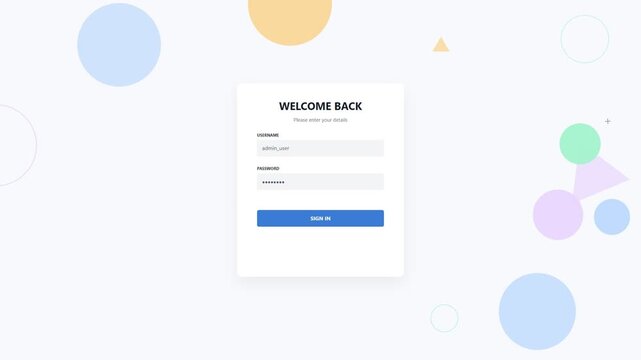Login user interface with welcome back text form
