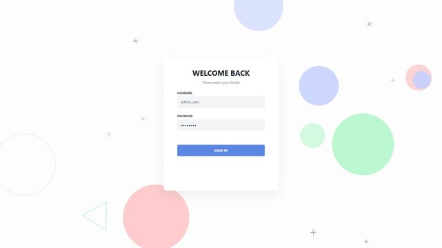 Login form interface with abstract circle design