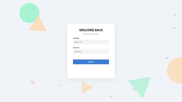 Welcome back login screen interface