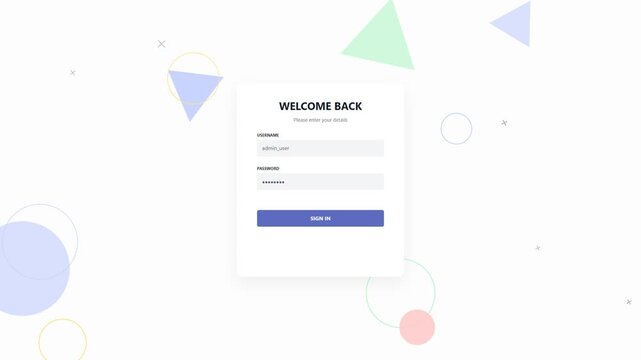 Welcome back login screen interface web design